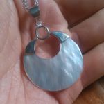 Mother of Pearl Sterling Silver Pendant Stainless Steel Necklace Photo 7