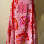 Vintage Y2K 100% Silk Handkerchief Hem Skirt Size 4 Red & Pink Floral Photo 0