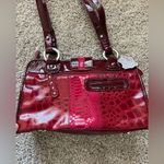 M.C. GENUINE LEATHER RED HANDBAG PURSE SHOULDER FAUX CROC SNAKE Photo 6