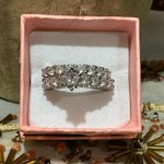 2pcs Women'S Set Ring with 6 Claw Setting Round Synthetic Zirconia Silver Photo 2