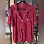 Eberjay Eberjey Gisele pajama sangria top short sleeve modal shirt ivory piping pocket Photo 1