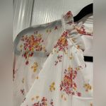 Vince Camuto NWT Size S White Floral Ruffle Flowy Long Sleeve Sheer Mini Dress Photo 4