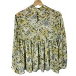 Altar'd State  Yellow & Blue Floral Long Sleeve Babydoll Top XS Photo 3