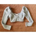 ASOS DESIGN fuzzy knit crop top long sleeve sweetheart neckline size 6 US Photo 2