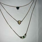 Vintage Layered Green and‎ Opal Stone Necklace Gold Photo 8
