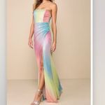 Lulus NWT Ethereal Brilliance Rainbow Sequin Strapless Maxi Dress Size SMALL Photo 2