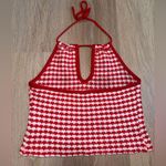 ZARA  Red & White Crochet Crop Top with Key Hole - Size Small Photo 2