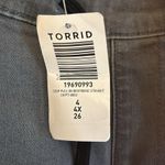 Torrid  Crop Pull On Boyfriend Straight Gray/Black Tuxedo Stripe Jeans Photo 6