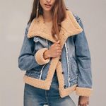 Free People  Rylee Cozy Denim Moto Jacket XS Photo 1