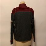 Woolrich Vintage Christmas Lambswool Gray, Red & Black Half Zip Photo 4