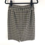 Loft Ann Taylor Pencil Skirt Belted Geometric Lined Beige Black Size 2 Photo 2