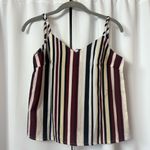 SheIn Striped V-neck Semi Crop Silky Tank Top Camisole Size Extra Small Photo 3