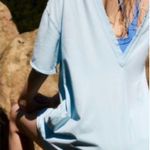 Free People Hot Shot Tee Romper Sz Small Baby Blue Photo 0