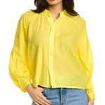 MOTHER Denim The Sunburst Voile Top in Primrose Yellow Button Front Size Small‎ Photo 0