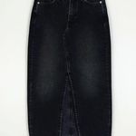 H&M NWT  Long Denim Frayed Hem Raw Edge Skirt in Washed Black | Size XS Photo 5