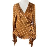 Revolve Tularosa Charmaine Wrap Top in Camel Polka Dots Medium NWT Photo 6