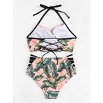 ✨HP✨Cut Out Side Lace Up Back Bikini Set✨ Pink Size L Photo 2