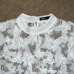 INA  white sheer shirt with butterflies, puff sleeves with elastic, smooth collar Photo 2
