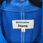 Reformation Morgan Blue Denim Jean button up Twill utility jumpsuit size 6 Photo 5