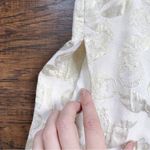 Tibi • gold metallic floral skirt mini rose print cream lamé foil brocade pleat Photo 3