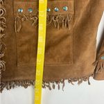 Montana Co women's small brown leather fringe silver turquoise jacket western Photo 7