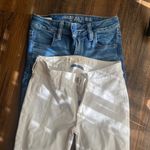 American Eagle Outfitters White and Blue Skinny Jeans Photo 10