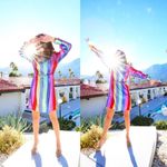 RIXO Ava Rainbow Sequin Stripe Mini Dress Balloon Sleeve Long Sleeve XS Photo 6