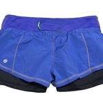 Lululemon Womens 2 in 1 Layered Shorts Blue Purple Black 6 Photo 1
