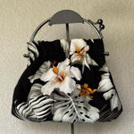 Vintage Abba Hawaii Tropical Floral Black and White Clutch Photo 0