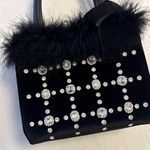 Swankiss Japanese Lolita Black Velvet Fur Gem Crystal Handbag Photo 4