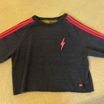 Aviator Nation Navy  Bolt Cropped Classic Crewneck Heather Navy Neon Photo 0