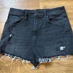 Wild Fable Size 12  Black Denim Cut Off Jean High Rise Mom Shorts Distressed EUC Photo 0