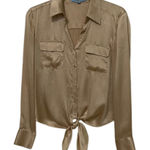 Antonio Melani  Gold Silk Button Up Tie Front Blouse Top Womens Size XS Photo 0