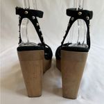 Maje  Black Suede Open Toe Platform Studded Block‎ High Heels Size 40 Whimsigoth Photo 4