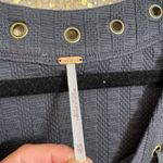 Free People Ice Cold Lace Up Grommets Blue Gray Ribbed Quarter Sleeve Top XS Photo 2