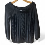 NY&CO Elegant Off the Shoulder Black Cable Knit Sweater size L Size L Photo 0