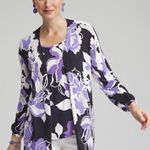 Chico's Floral Embroidered Cardigan Open Front Knit Sweater Boho Chic Travel Photo 0