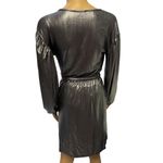 Love Sadie Silver Metallic Faux Wrap Ballon Sleeve Party Cocktail Dress Size XS Photo 4