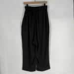 Locker Room Satin Black Adjustable Hem Relaxed Straight Leg Pleated Pull Photo 5