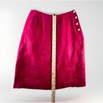 Talbots  Womens Linen Pencil Skirt Size 4 Red Irish Linen‎ Button Detail Photo 4