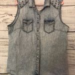 ABS Allen Schwartz Denim Studded Shoulder Vest Photo 0