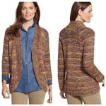 Chico's Space Dye Keller Cardigan Open Rounded Front Multi Color Metallic Thread Photo 3