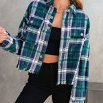 VICI NEW -SPORADICALLY COOL PLAID FRAYED BUTTON DOWN TOP Photo 1