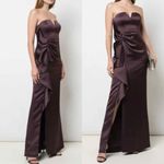 Aidan Mattox Cascading Ruffle Strapless Gown Size US 12 Raisin Photo 6