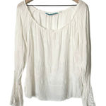 Johnny Was White Embroidered Bell Sleeve Boho Peasant Blouse Top Size Large Photo 0