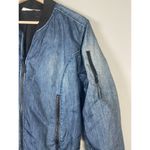The North Face Heatseeker Jacket Bomber Jacket Size M Blue Denim-Look Zip Up Street Photo 2