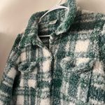 Blair  Green and White Plaid Sherpa Jacket Photo 1