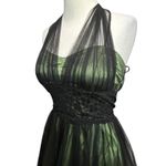 Vintage Y2K Cumbia Dress XS Green Satin Black Mesh Goth Fairycore Party Whimsy Photo 3