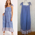 Cleobella  India Midi Dress in Lotus Blue‎ Floral Print Cotton Size US Medium Photo 1