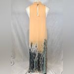 fab'rik Pastel peach and mint green mock neck border print maxi dress size small Photo 5